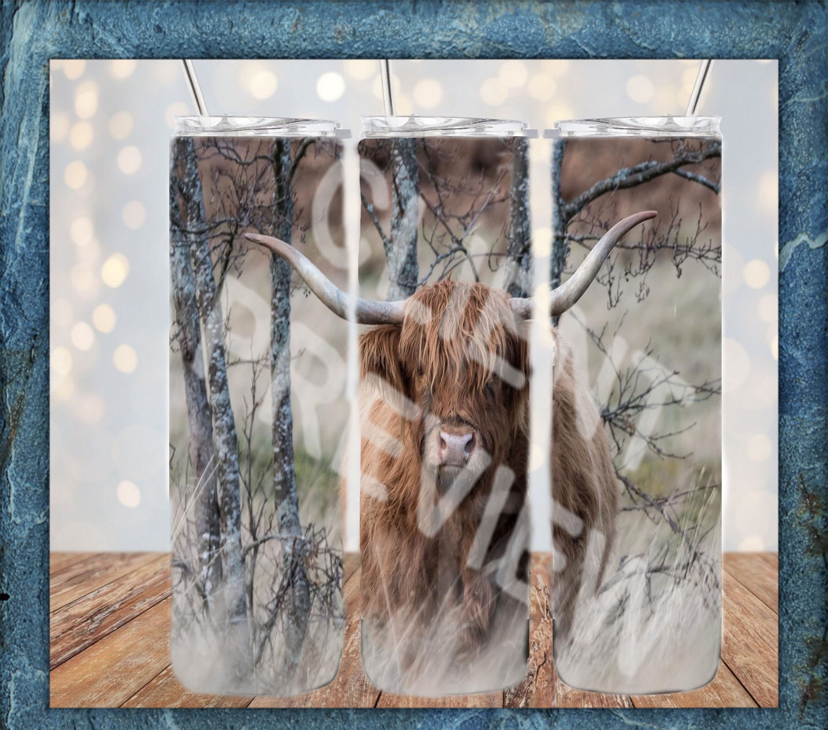 Highland Cow 20oz Skinny Sublimation Tumbler Wrap Design - Etsy