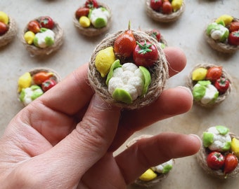 Aimants de réfrigérateur, bol de légumes-chou-fleur, décoration de réfrigérateur, accessoires de maison de poupée, légumes/fruits artificiels, fausse nourriture