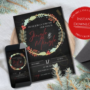Christmas Party Invitation Template | Christmas Party | Holiday Party | Christmas Party Invitations | Editable Christmas Party Invitation