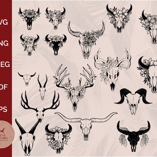 Cow Skull svg | Long Horn svg | Long Horn Skull svg | Bull Skull png | Texas Long Horn Skull | Long Horn Skull png | INSTANT DOWNLOAD