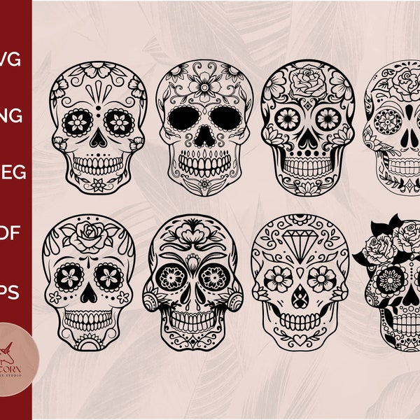 Sugar Skull svg | Day of the Dead svg | Sugar Skull png | Day of the Dead png | Floral Skull svg | Flower Skull svg | INSTANT DOWNLOAD