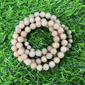 6mm/8mm Natural Peach Moonstone Bracelet Stretch Natural Gemstone Bracelet