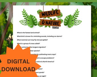 Wildtiere und Natur Quiz-Spiel | Druckbarer Tierquiz (PDF)