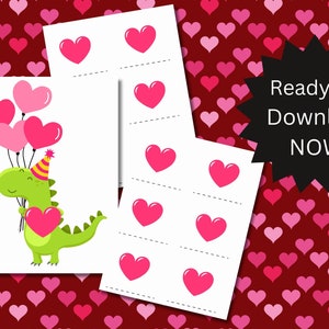 Dinosaur Theme Valentine&#39;s Party, Pin the Heart in the Happy Dinosaur&#39;s Paws Game, Digital Download, All Ages Game, Easy Kids Game Idea