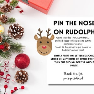 Pin the Nose on Rudolph Printable Christmas Game for the Classroom ...