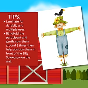 SILLY SCARECROW Theme Game, Pin the Crow on the Silly Scarecrow Game ...