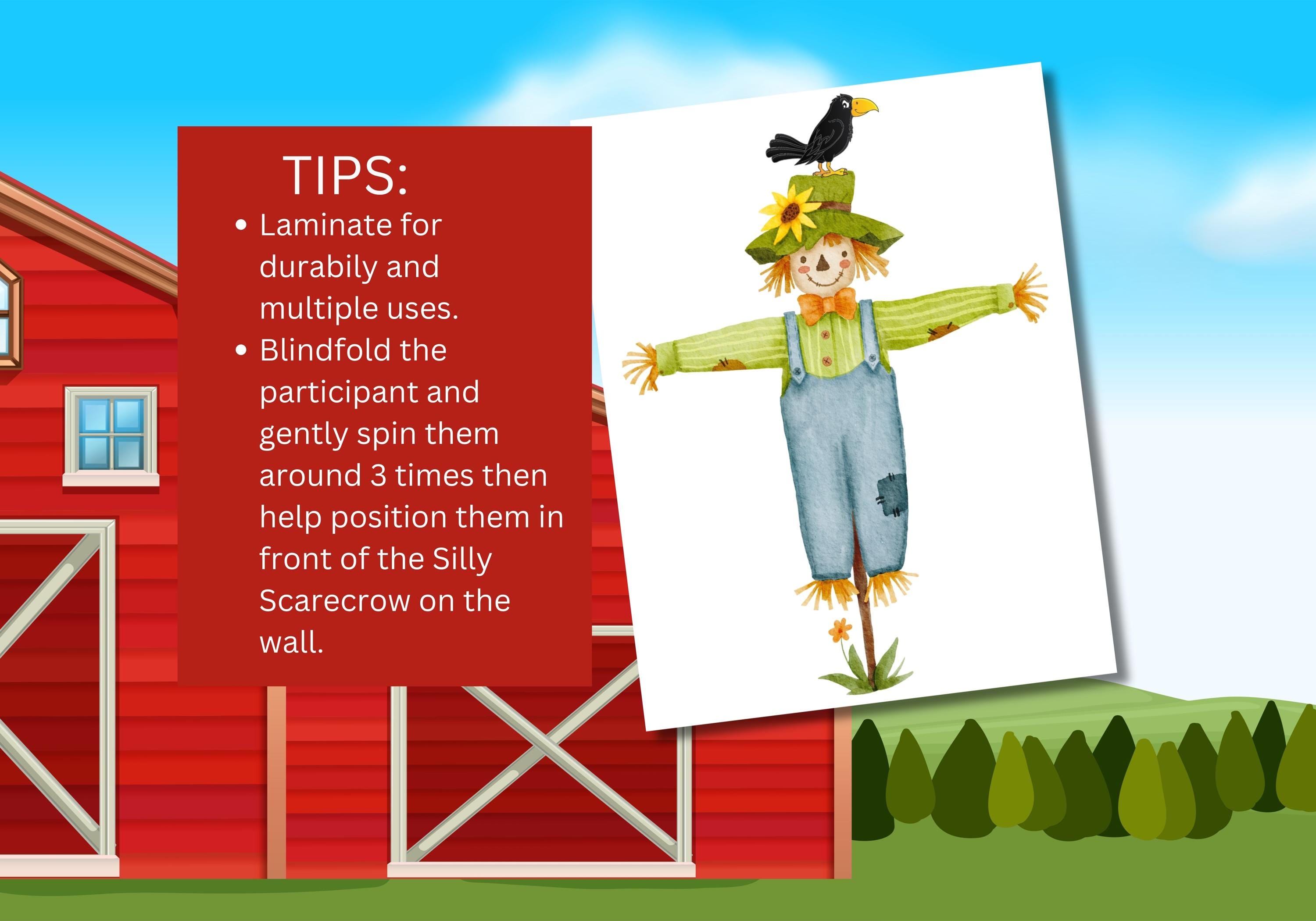SILLY SCARECROW Theme Game, Pin the Crow on the Silly Scarecrow Game ...
