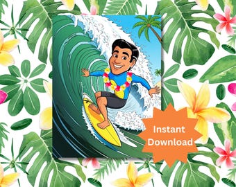Pin the Lei on the Surfer Spiel: Beach Birthday Party (Digitaler Download)