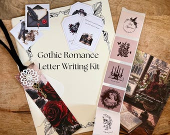 Victorian Gothic Romance Letter Writing Kit, Dark Academia Stationery Set, Snail Mail Kit, Pen Pal Gift