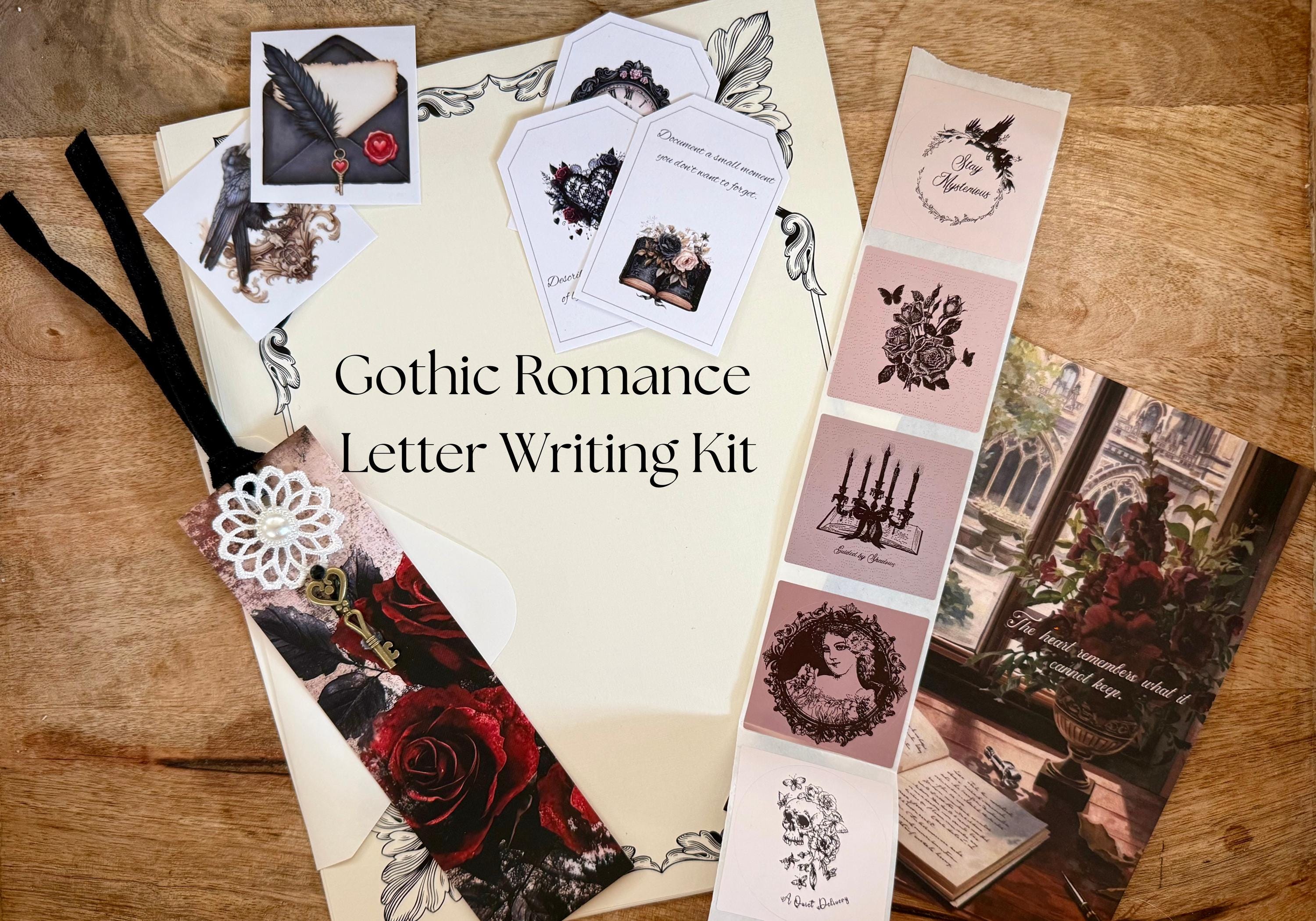 Gothic Romance Letter Writing Kit, Old Fashioned Stationery, Snail Mail Supplies