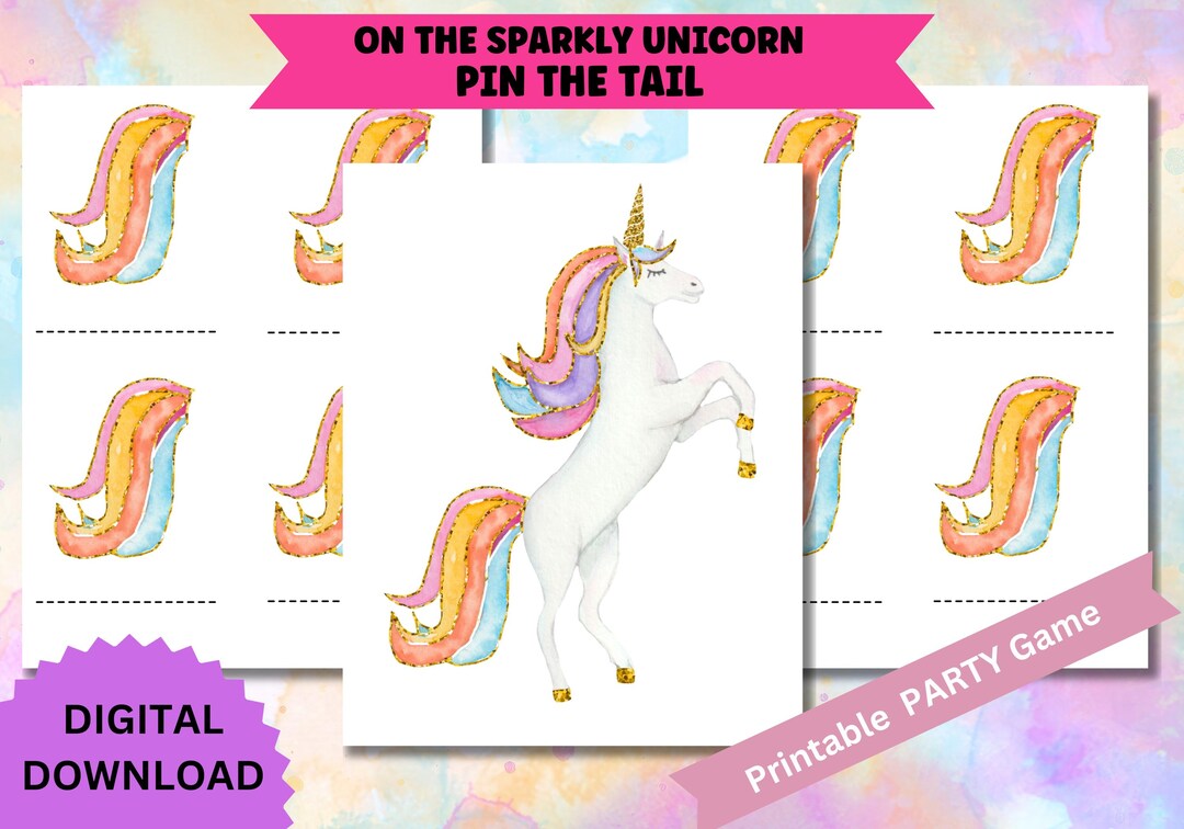 UNICORN Theme Game, Pin the TAIL on the Unicorn Game, Digital Download ...