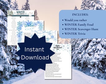 Gemütliches Winter-Partyspiel-Bundle | Trivia, Schnitzeljagd (Printable)
