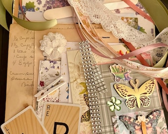 Cottage Garden Theme Ephemera Pack 50+ Junk Journal Pieces, Florals and Butterflies Scrapbooking Kit