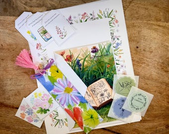 Garden Notes Letter Writing Kit, Floral Stationery Set, Pen Pal Supplies