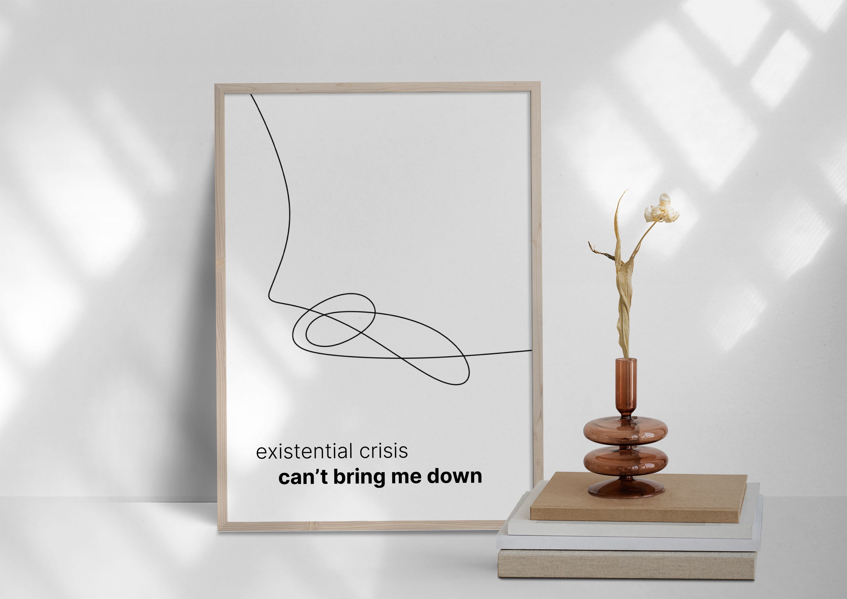 Existential Crisis Line Art Print: Neutral Abstract Drawing (digital ...
