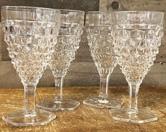 Set van 4 Fostoria American Helderglazen waterbekers - vintage glazen - barglazen - cocktailglazen - barwagenglazen - steel 2056