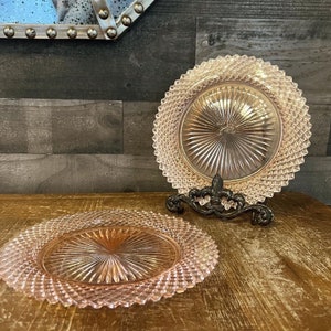 Vintage Anchor Hocking Miss America Pink glass plates - lunch plates - salad plates - pink depression glass plates - girly plates - elegant