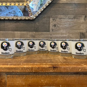 フロスト スティーラーズ NFL グラス 7 個セット - バー グラス - フットボール グラス - スポーツ チーム グラス - バー カート グラス - 男の隠れ家 - ゲーム ルーム