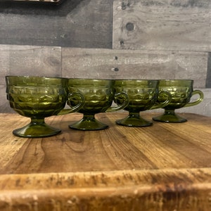 Colony Whitehall Green Footed Handled Coupes - Kubki - Filiżanki do herbaty - Zestaw 4 sztuk