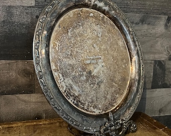 Vintage rond verzilverd Oneida zilversmeden trofeeblad