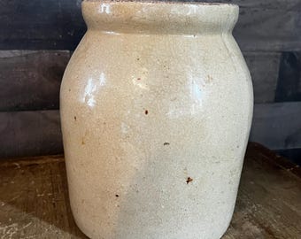 Vintage Beige Steingut Topf