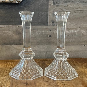 Vintage pair of crystal candlestick holders