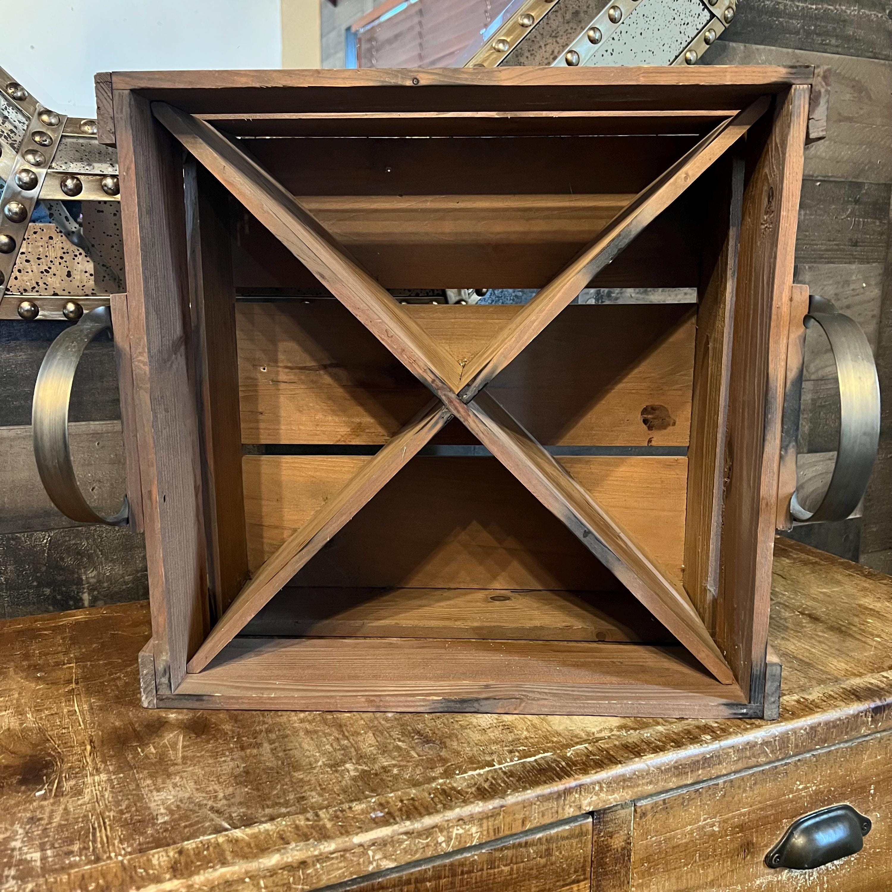 Pottery Barn Founders Wine Box - Rustic Pine Wine Holder With