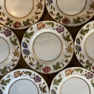 Vintage Royal Worcester Virginia Floral Pattern Bread and Butter Plates - Set of 9