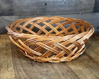 Vintage Woven Wicker Round Basket