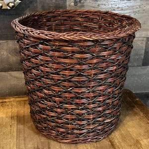 Vintage Brown and Black Woven Wicker Basket