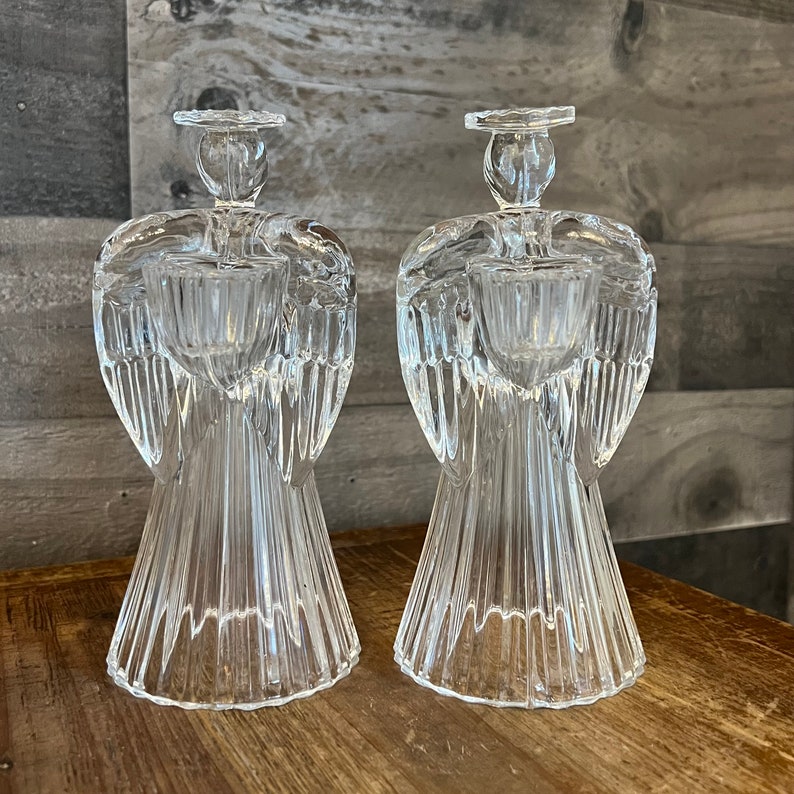 2 Crystal Angel Candlestick Holders Etsy