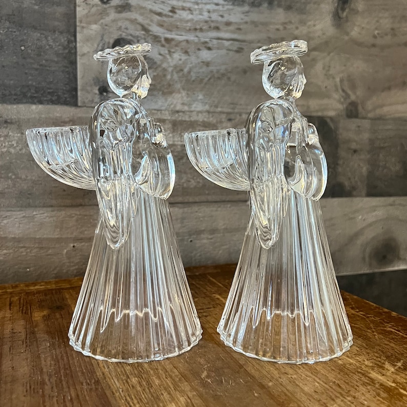 2 Crystal Angel Candlestick Holders Etsy
