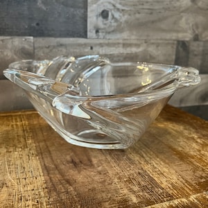Vintage Waltherglas large art deco clear glass swirl bowl - made in Germany