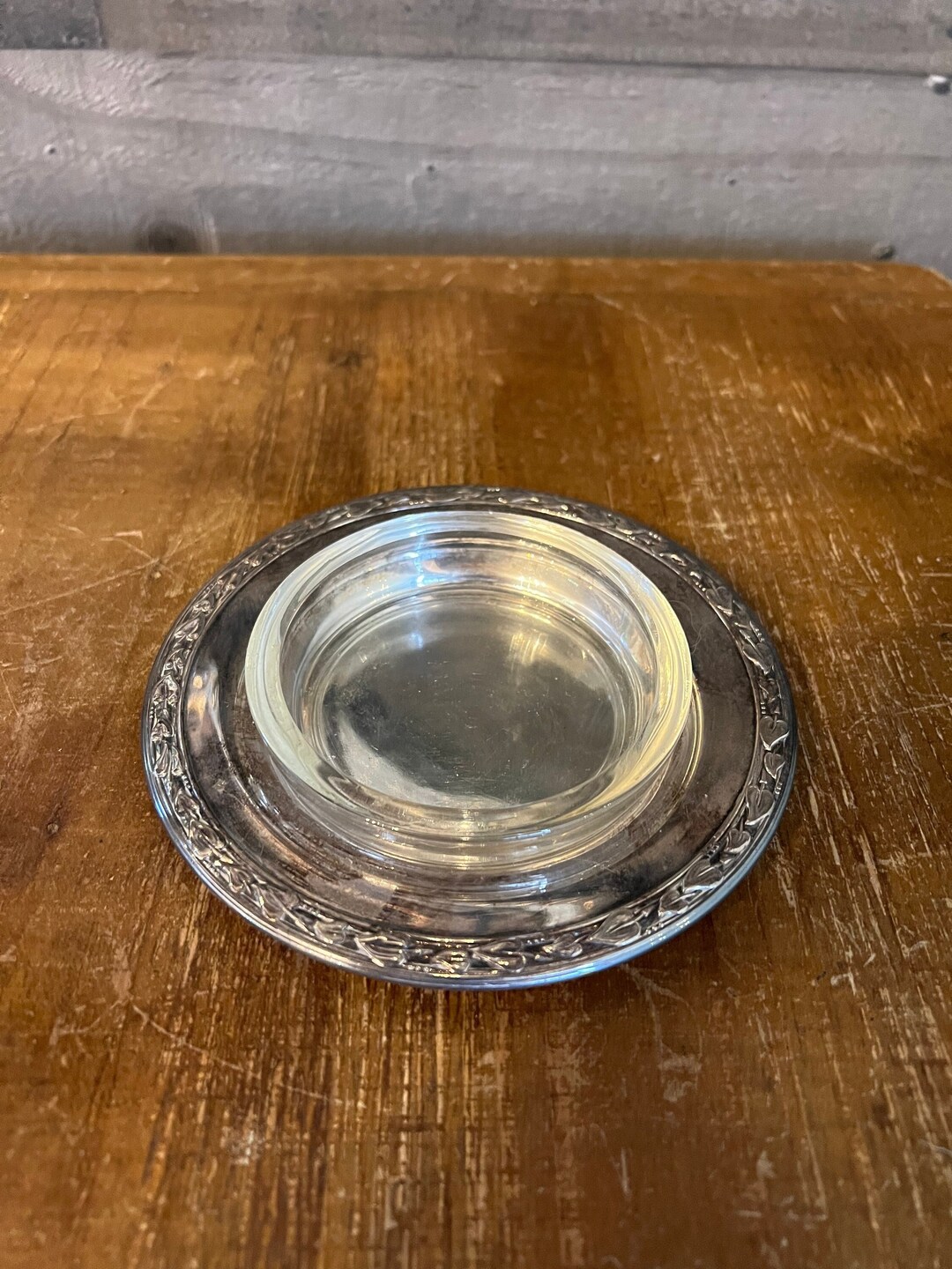 Vintage WM ROGERS Silver Plate Tray With Glass Coaster Etsy