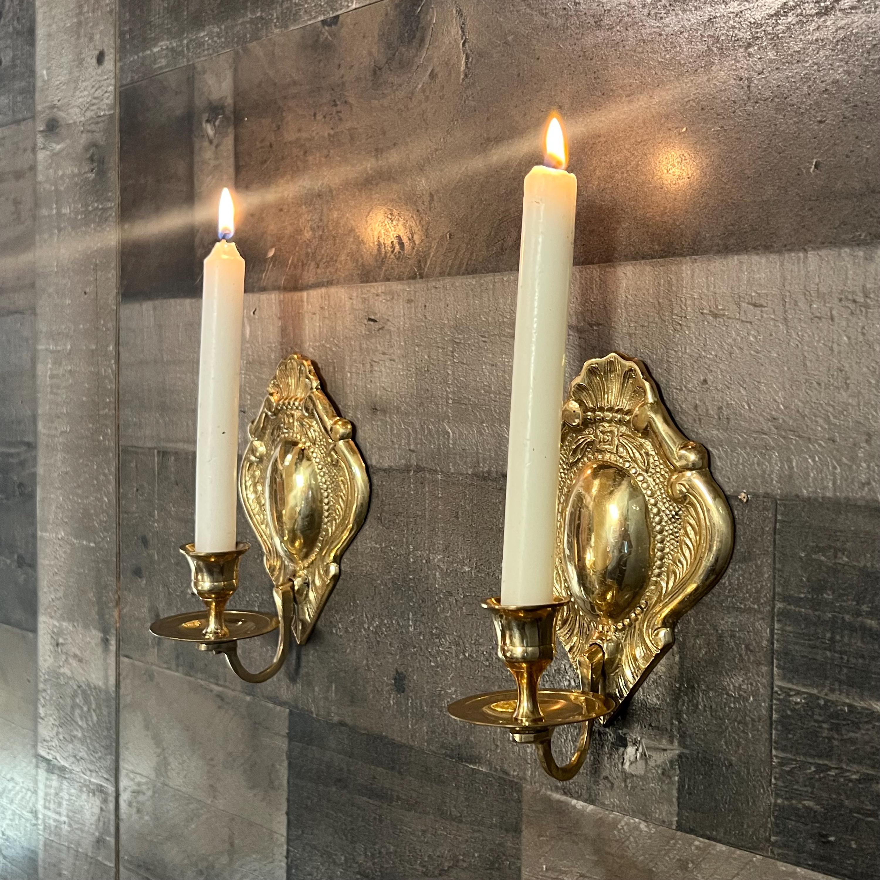 ヴィンテージ真鍮製キャンドルホルダー壁付け燭台（ペア） - Etsy 日本
