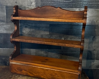 Wooden Wall Mounted Farmhouse Spice Rack with Drawer