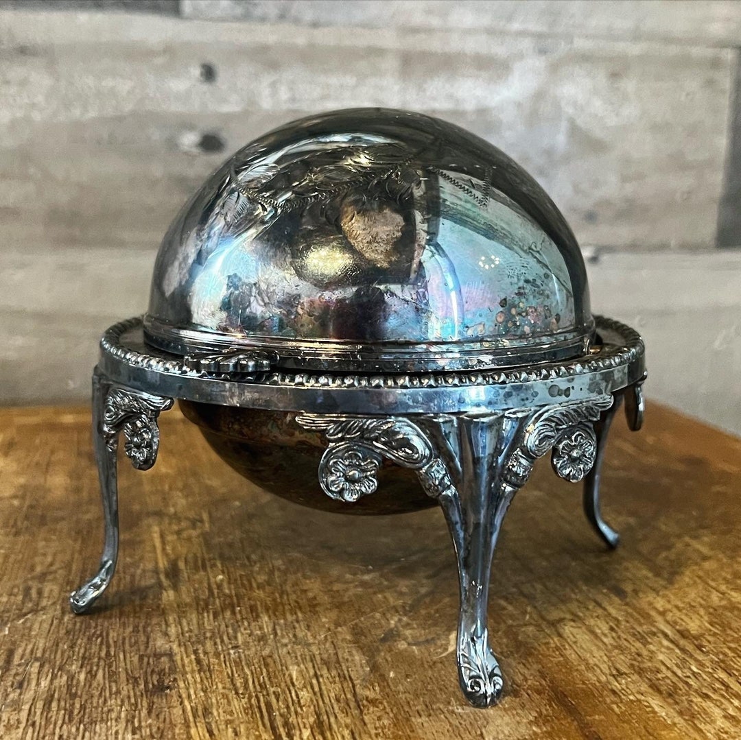 Vintage Silver Plated Floral Footed Caviar Dish / Butter Dish Etsy