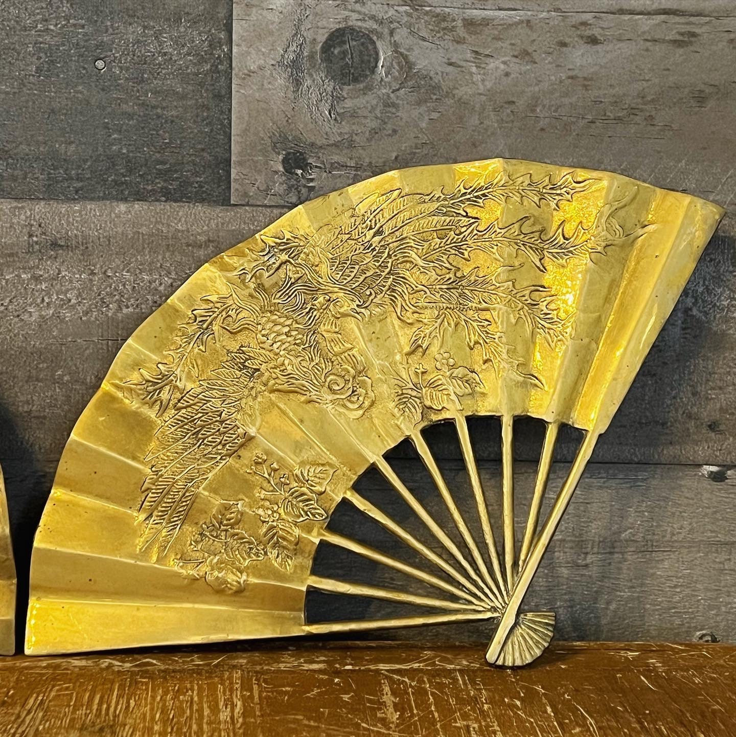 Vintage Pair of Brass Oriental Fans Brass Decor Brass Fans Etsy