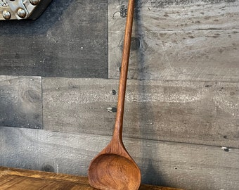 Long handle wood serving spoon