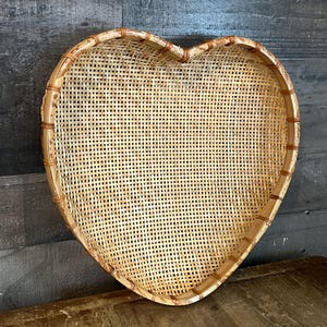 Vintage Heart Shaped Woven Wicker Strainer Basket