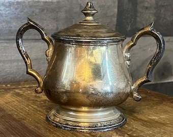 Vintage WA Silverplated Double Handled Lidded Sugar Bowl - Made in India