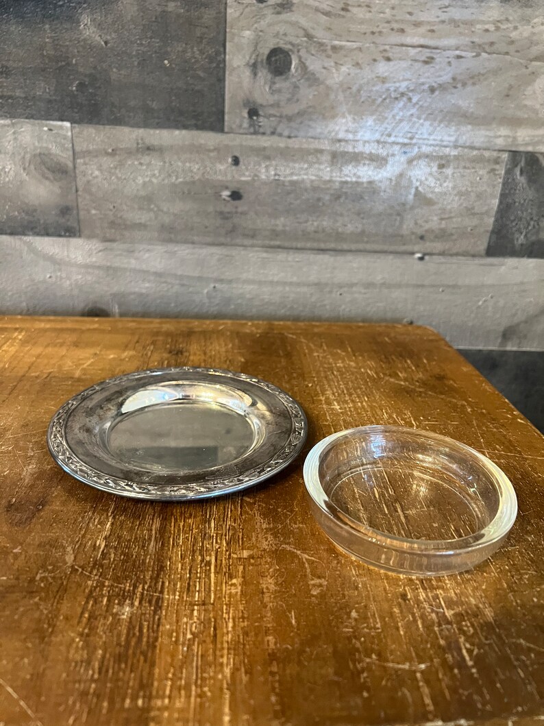 Vintage WM ROGERS Silver Plate Tray With Glass Coaster Etsy