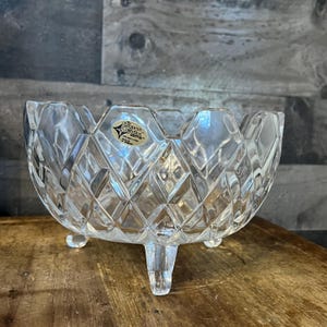 Vintage Triumph Trifooted Round Crystal Bowl