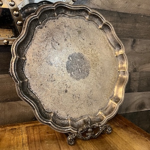 Vintage Sheridan Silverplated Footed Scallop Rim Tray