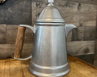 Antique Pewter Coffee or Tea Pot by Crescent #1602, Farmhouse