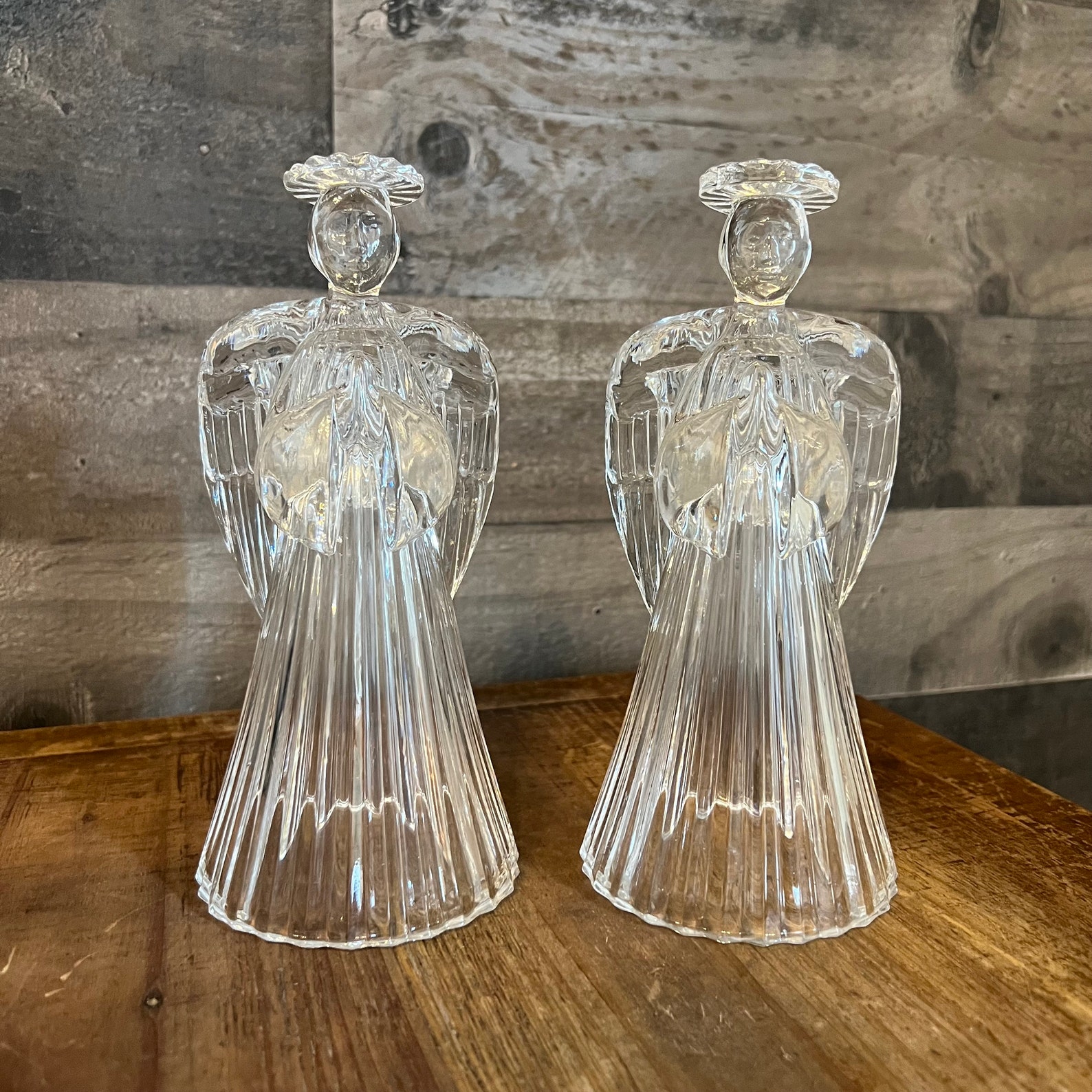2 Crystal Angel Candlestick Holders Etsy