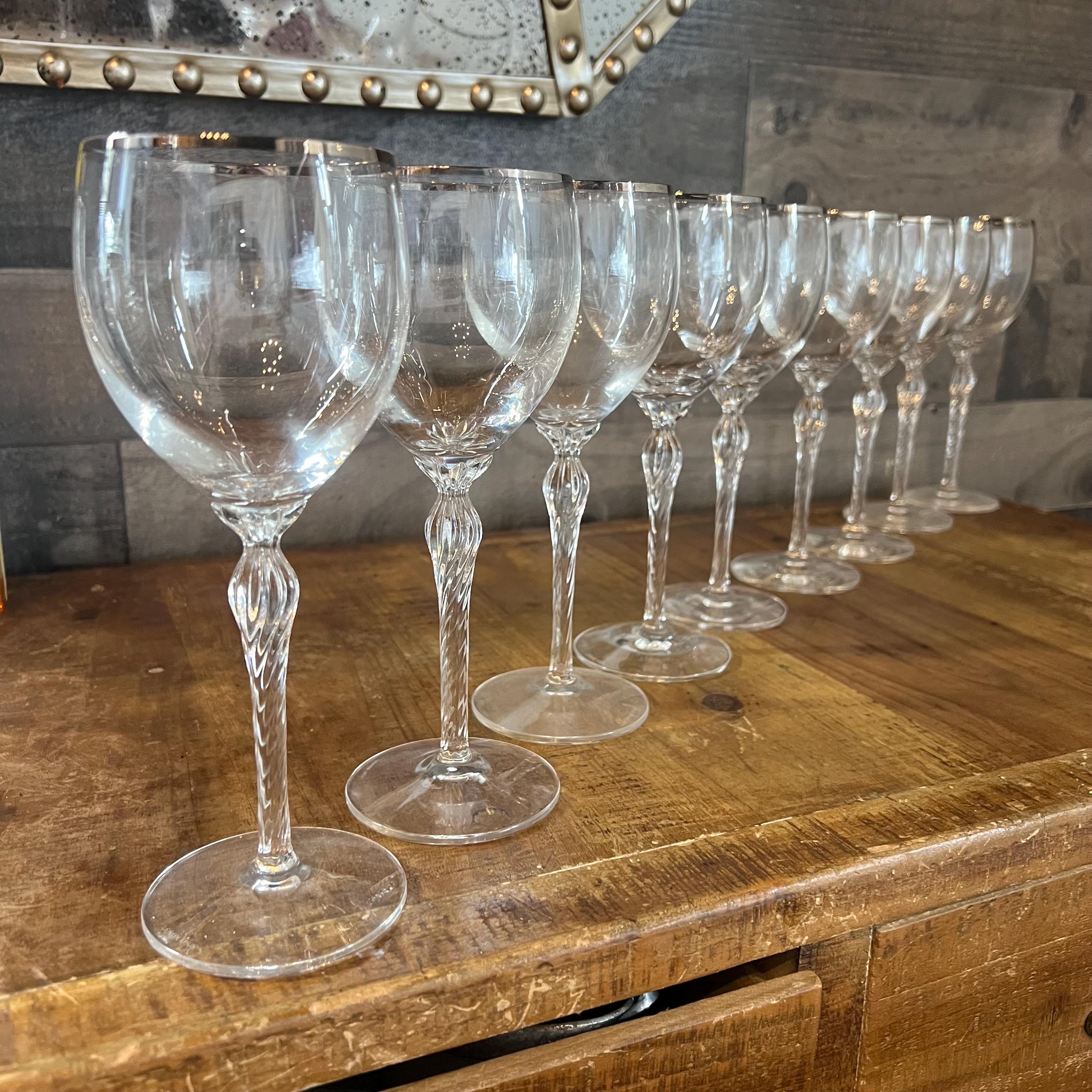 Vintage Lenox Crystal Madison Platinum Rim Wine Glasses - Set of 9  display picture 1