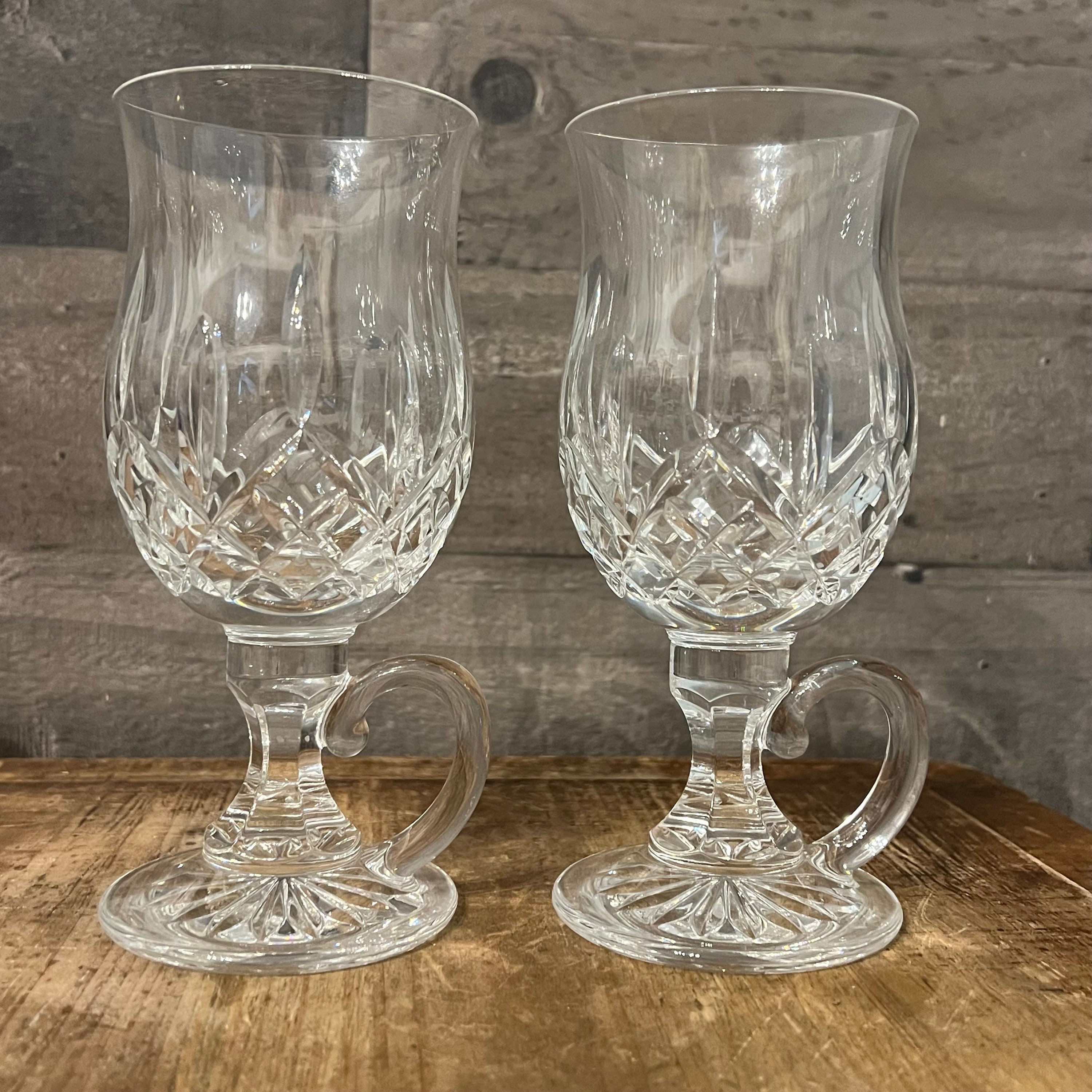 Crystalia Set of 2 Irish Coffee Mugs with Handle, Tall Funnel Clear Glasses for Iced Coffee, Latte, Cappuccino, Hot Chocolate