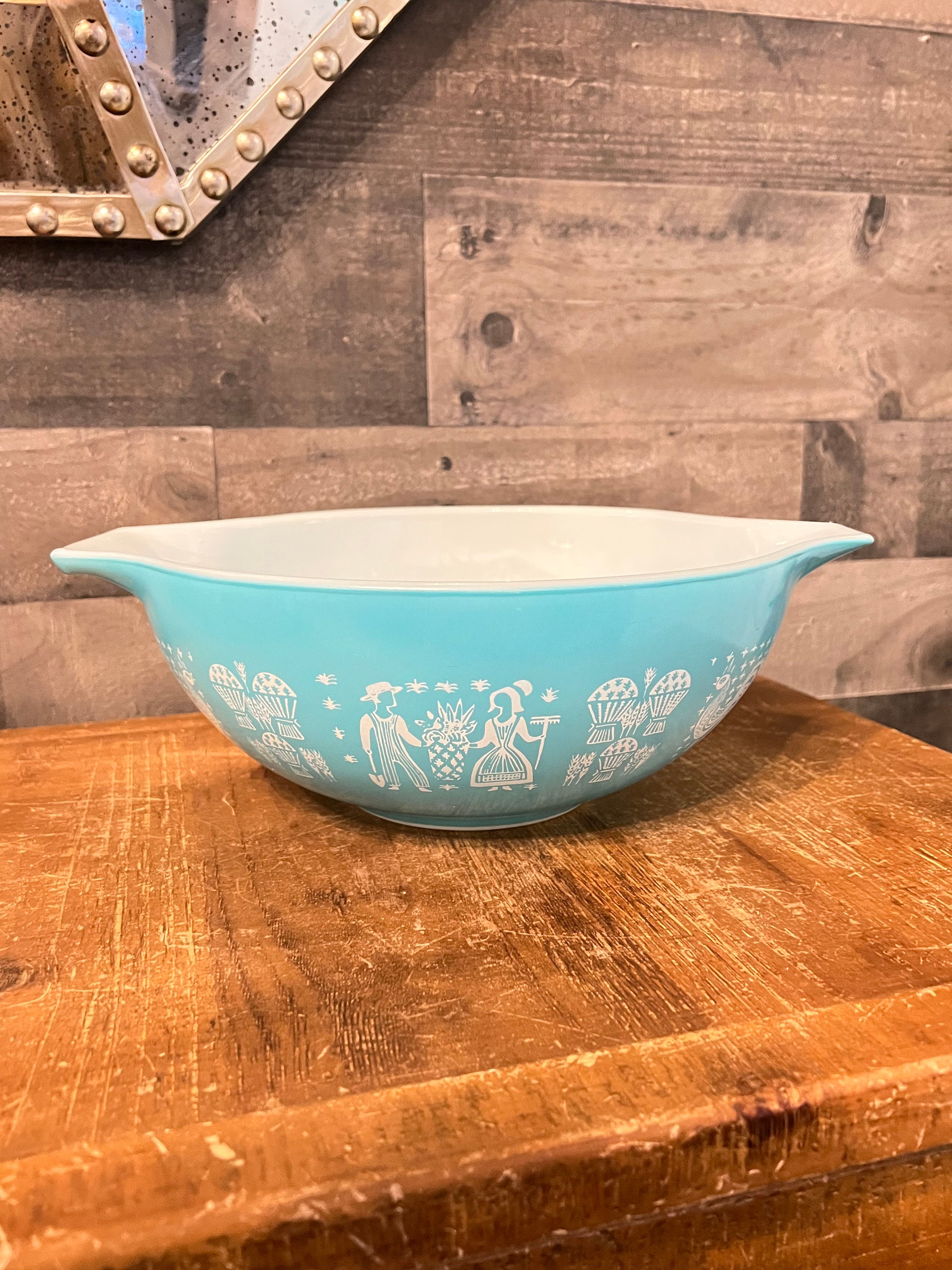 Pyrex Turquoise Butterprint Cinderella Mixing Bowl Set 444 4 - Etsy