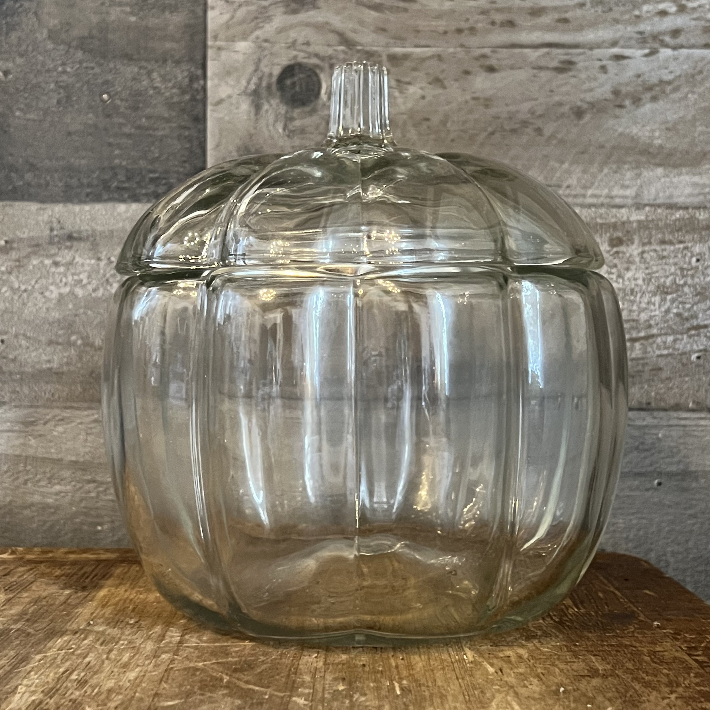 Vintage Clear Glass Pumpkin Candy Dish With Lid Etsy